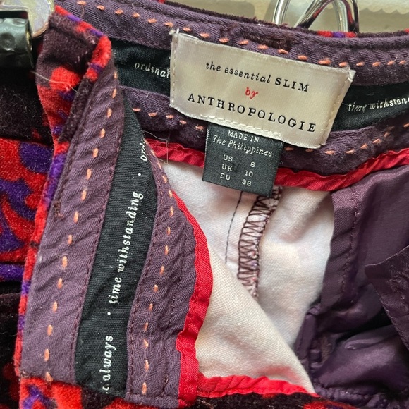 Anthropologie Red and Purple Slim Pants - Picture 3 of 5